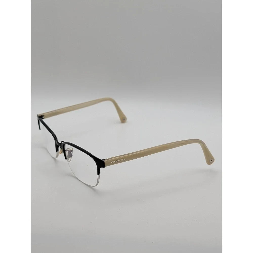 Coach HC5047 Evie Eyeglass Frames Only Satin Black Cream Semi-Rimless Women